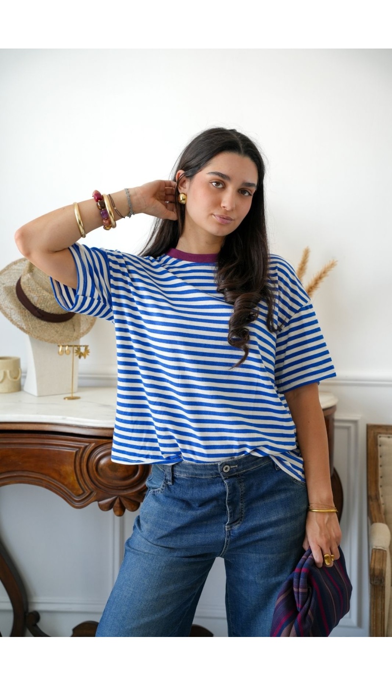 Tee-Shirt Marinière Ciel BORGO Noho - 1 | Accueil