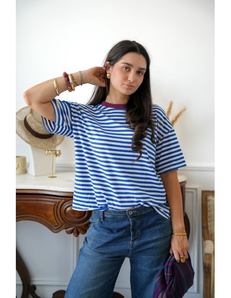 Tee-Shirt Marinière Ciel BORGO Noho - 1 | Accueil