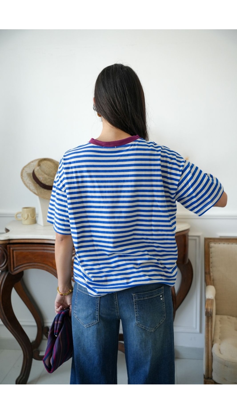 Tee-Shirt Marinière Ciel BORGO Noho - 4 | Accueil