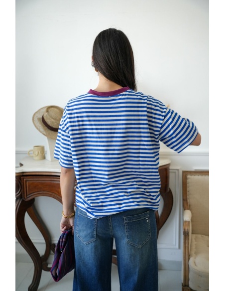 Tee-Shirt Marinière Ciel BORGO Noho - 4 | Accueil