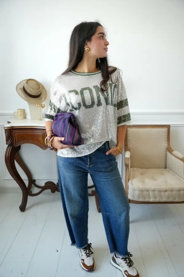 Top Sequins Kaki ICONIC Noho - 1 | Accueil