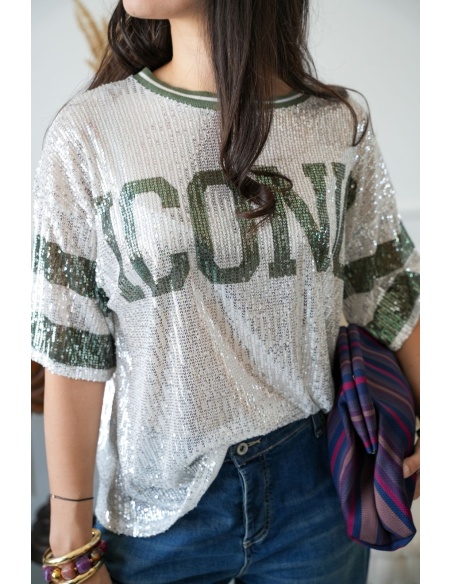 Top Sequins Kaki ICONIC Noho - 3 | Accueil