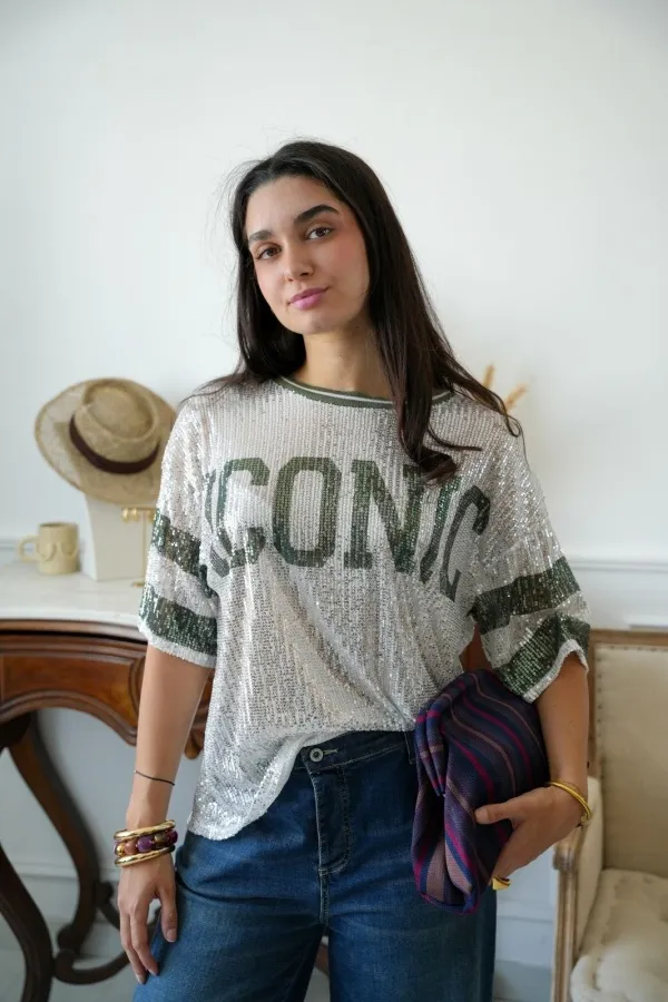 Top Sequins Kaki ICONIC Noho - 1 | Accueil 2