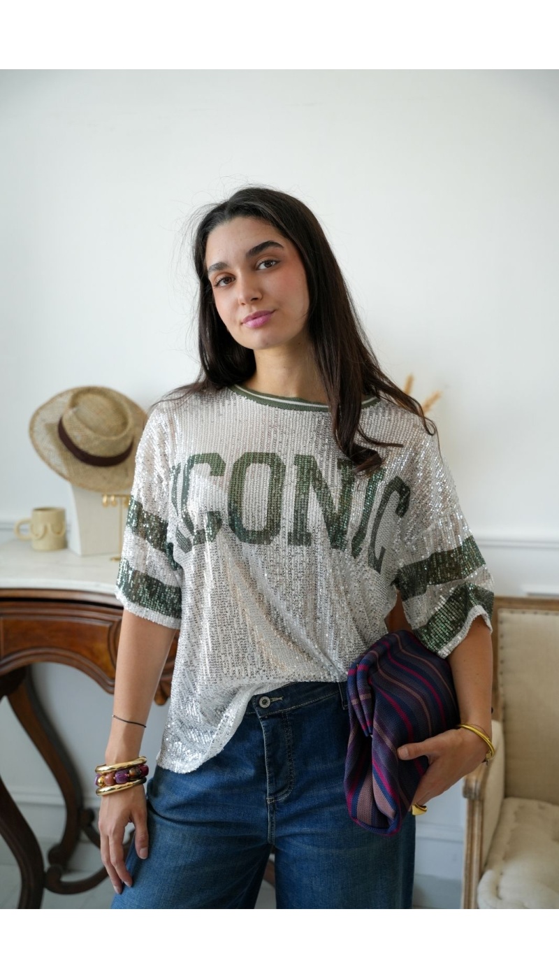Top Sequins Kaki ICONIC Noho - 2 | Accueil