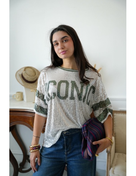 Top Sequins Kaki ICONIC Noho - 2 | Accueil