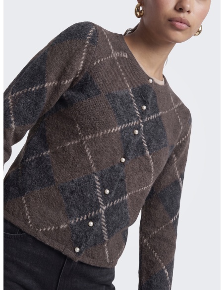 Gilet Maille Coffee Bean ONLNOEME ONLY - 5 | HAUTS