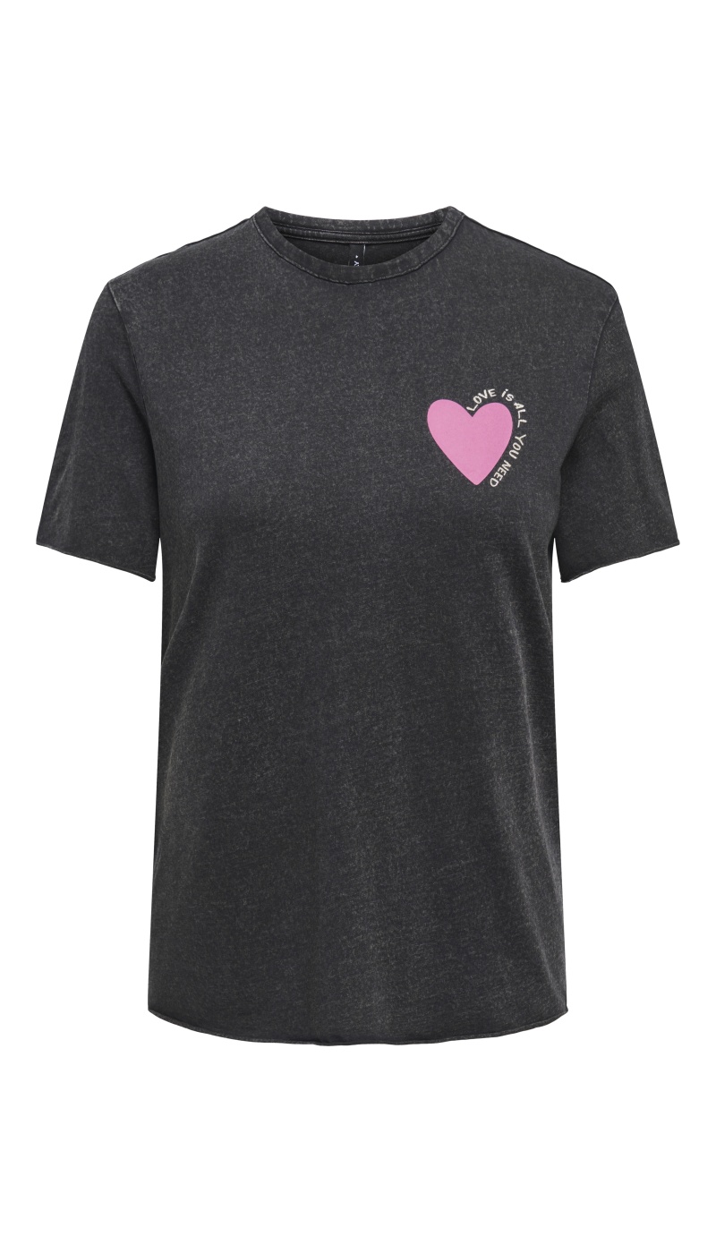 T-shirt Coeur Black ONLLUCKY ONLY - 1 | HAUTS