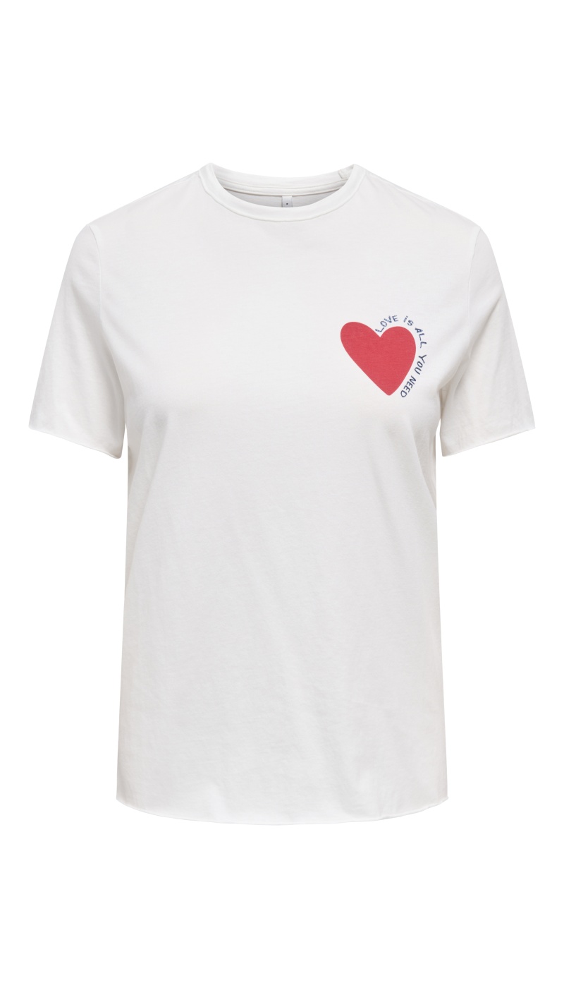 T-shirt Coeur Cloud Dancer ONLLUCKY ONLY - 1 | HAUTS