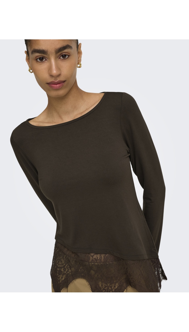 Top Dentelle Coffee Bean ONLLAILA ONLY - 5 | HAUTS