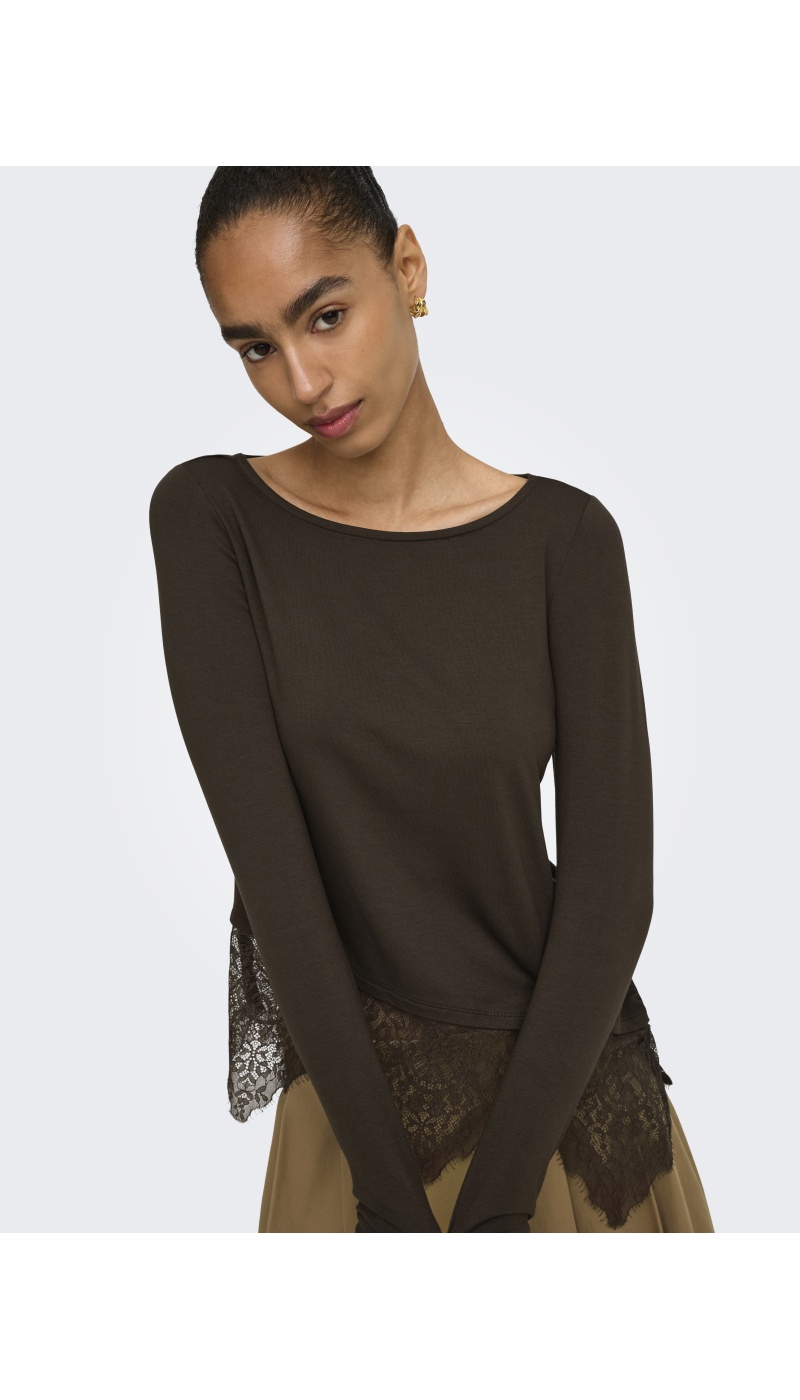 Top Dentelle Coffee Bean ONLLAILA ONLY - 4 | HAUTS