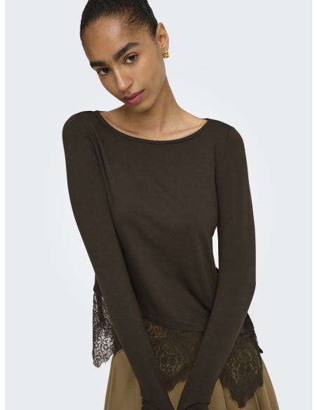 Top Dentelle Coffee Bean ONLLAILA ONLY - 4 | HAUTS
