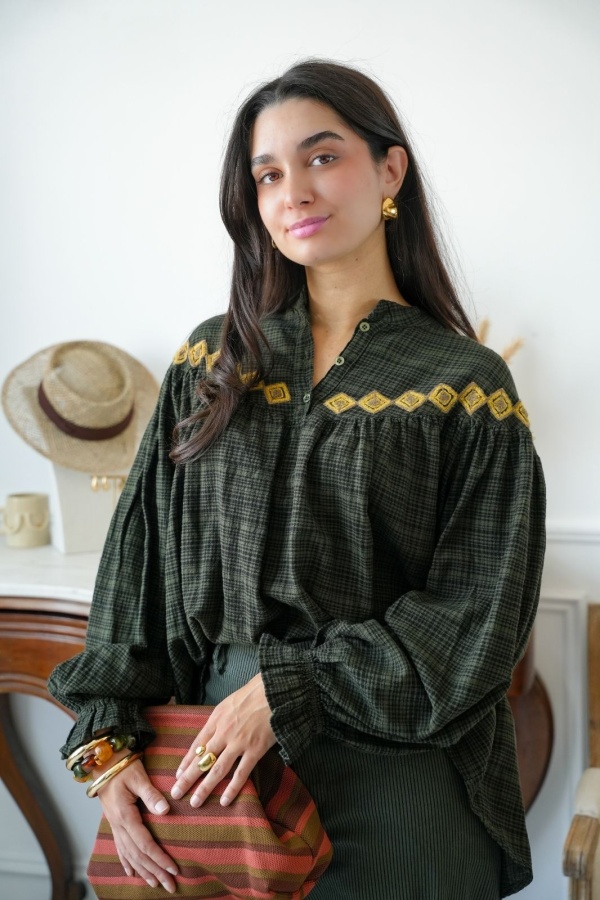 Blouse Rayé Verte Johanna WINDSOR Noho - 1 | Bem-vindo