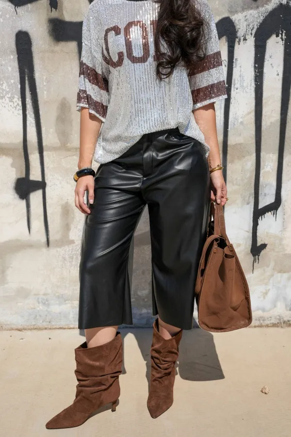 Pantalon Crop Simili Noir Banditas FREDIANO BANDITAS - 1 | BAS