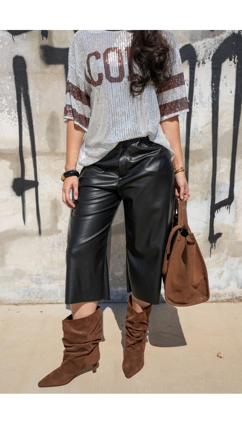 Pantalon Crop Simili Noir Banditas FREDIANO BANDITAS - 1 | BAS