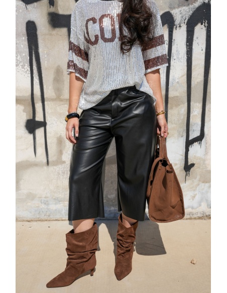 Pantalon Crop Simili Noir Banditas FREDIANO BANDITAS - 1 | BAS