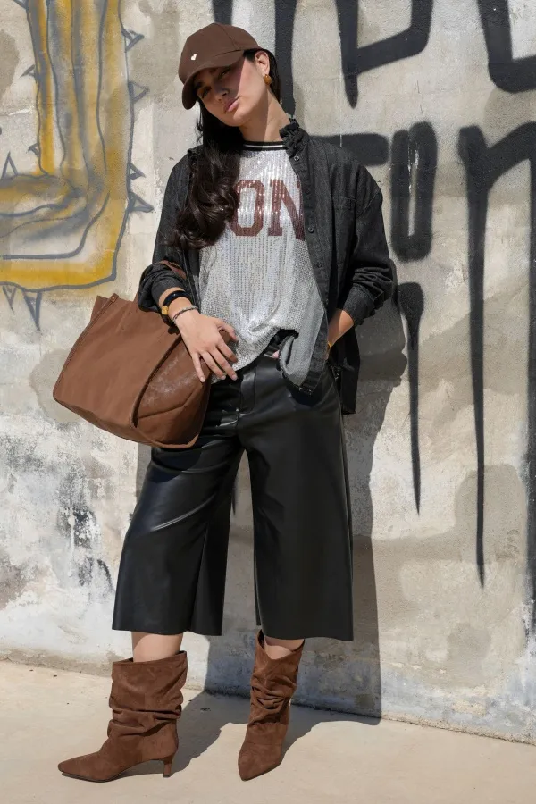 Pantalon Crop Simili Noir Banditas FREDIANO BANDITAS - 1 | BAS 2