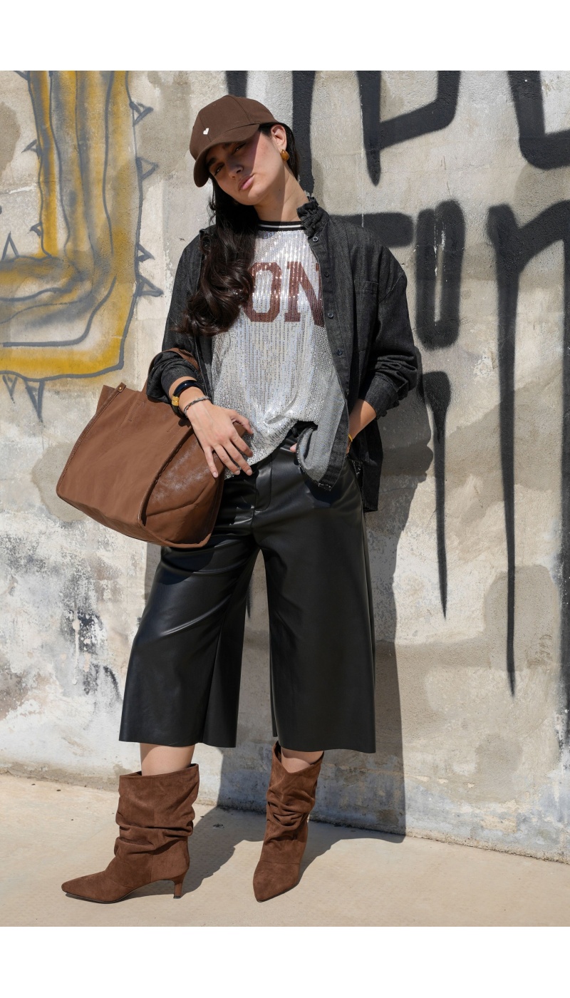 Pantalon Crop Simili Noir Banditas FREDIANO BANDITAS - 2 | BAS