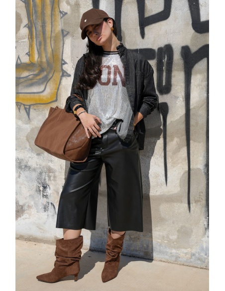 Pantalon Crop Simili Noir Banditas FREDIANO BANDITAS - 2 | BAS