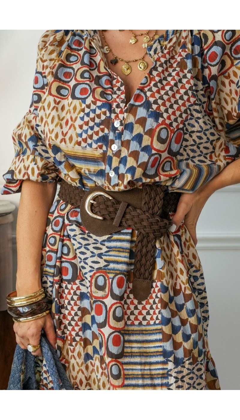 Ceinture Tressé Marron BUSHEY Noho - 1 | Benvenuto