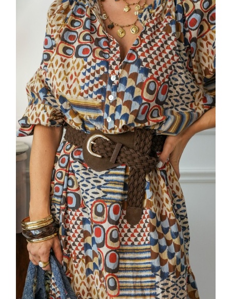 Ceinture Tressé Marron BUSHEY Noho - 1 | Accueil