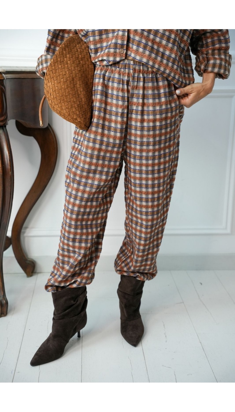 Pantalon Carreaux Bleus BROOM Noho - 2 | Accueil