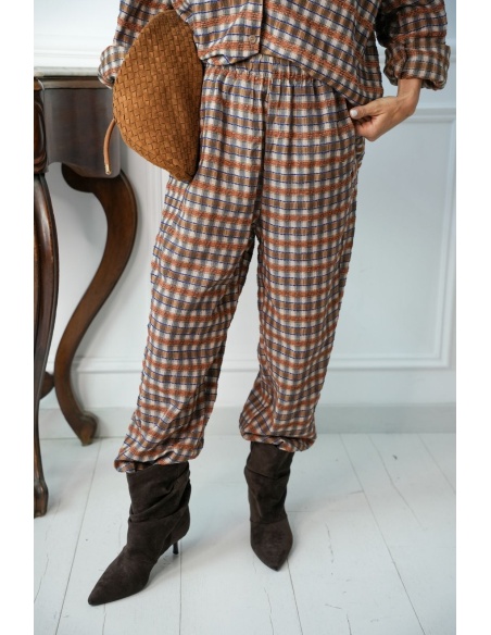 Pantalon Carreaux Bleus BROOM Noho - 2 | Accueil
