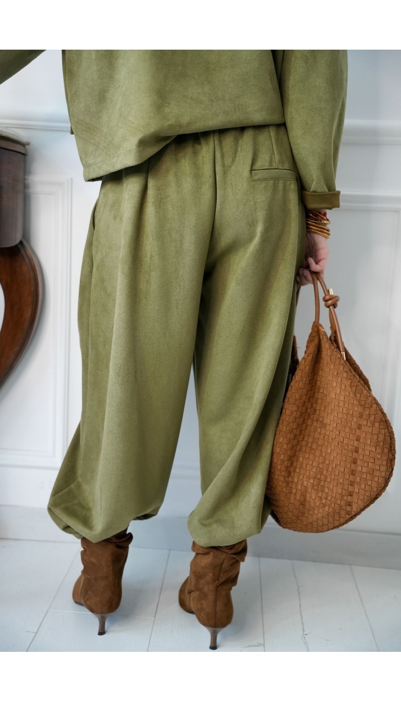 Pantalon Droit Suédine Kaki KERNEL Noho - 6 | Accueil