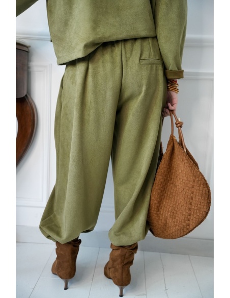 Pantalon Droit Suédine Kaki KERNEL Noho - 6 | Accueil