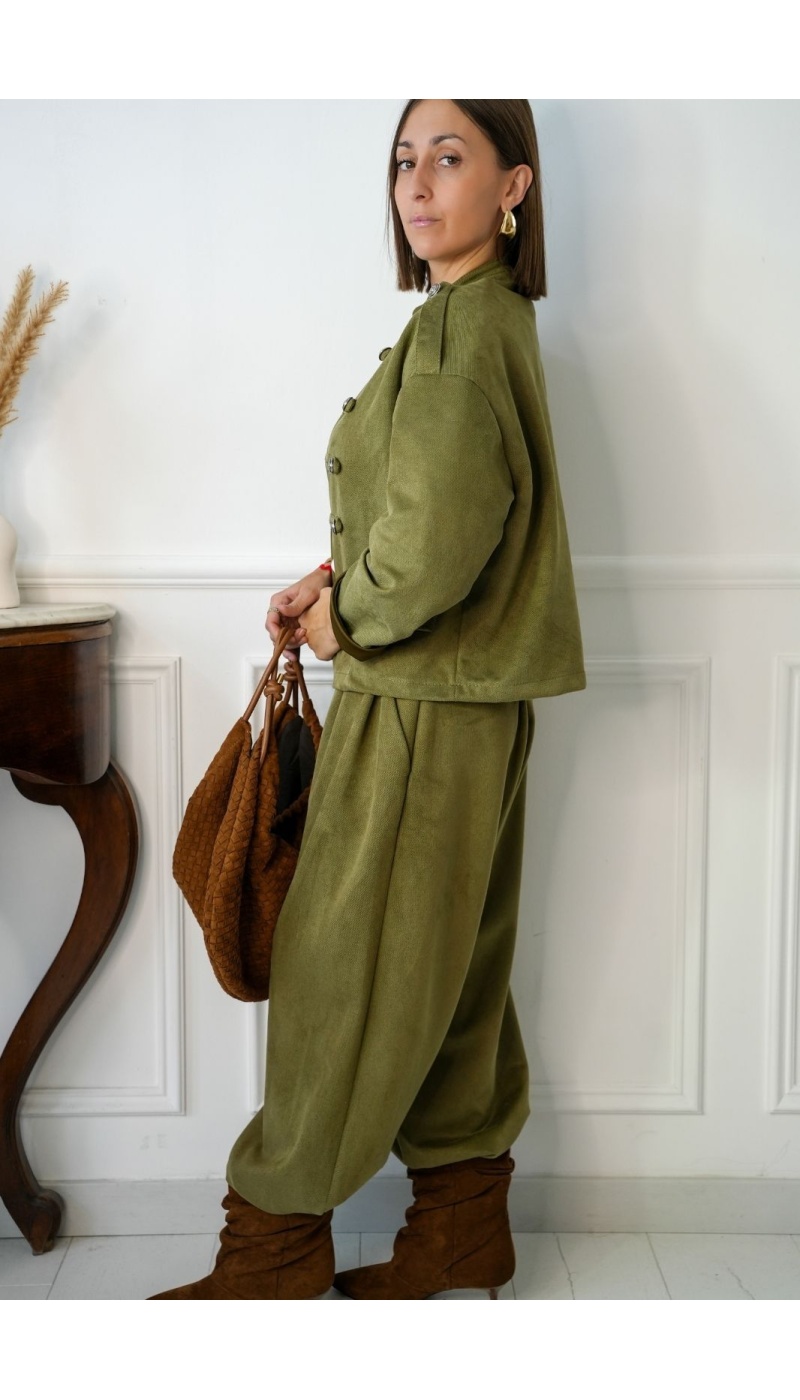 Pantalon Droit Suédine Kaki KERNEL Noho - 7 | Accueil