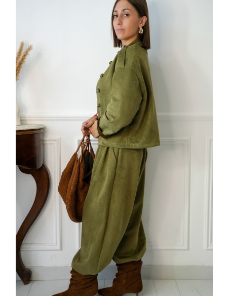 Pantalon Droit Suédine Kaki KERNEL Noho - 7 | Accueil