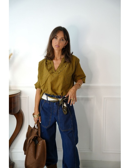 Blouse Rayée Ocre KAYLA Johanna - 1 | Accueil