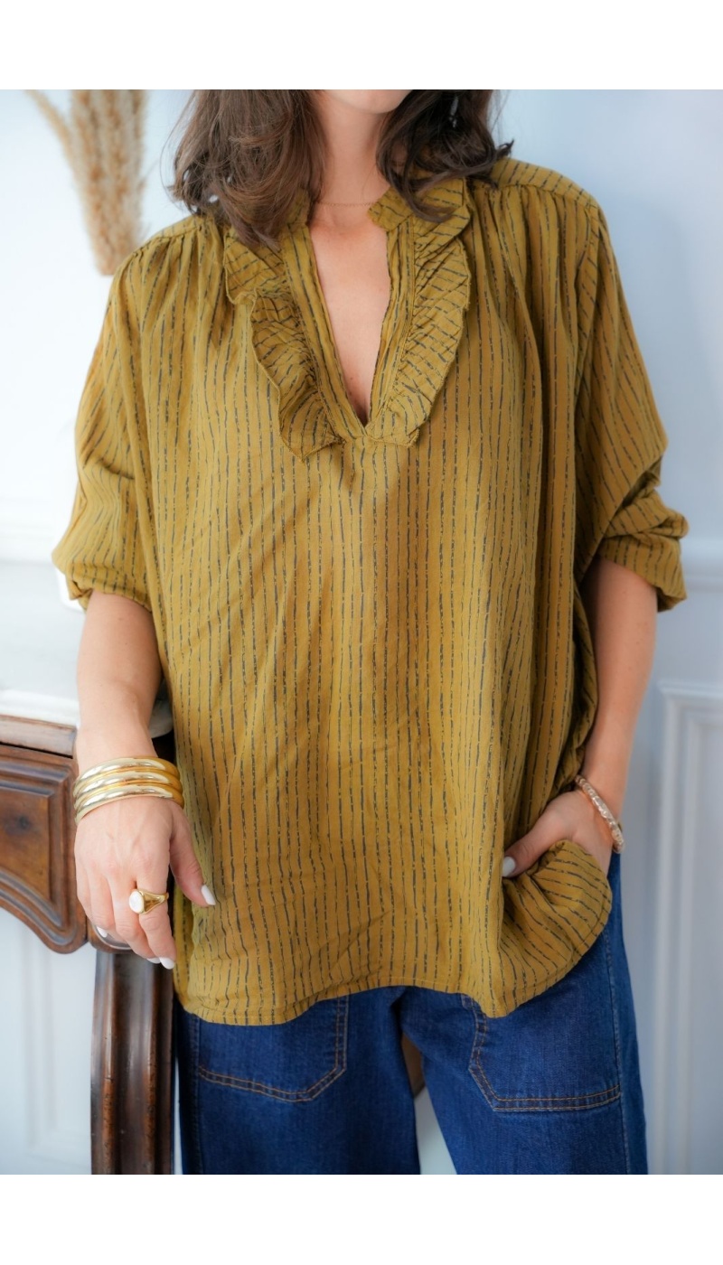 Blouse Rayée Ocre KAYLA Johanna - 2 | Accueil