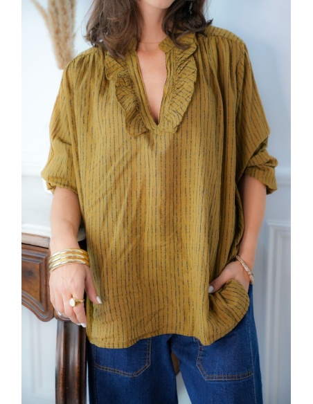 Blouse Rayée Ocre KAYLA Johanna - 2 | Accueil
