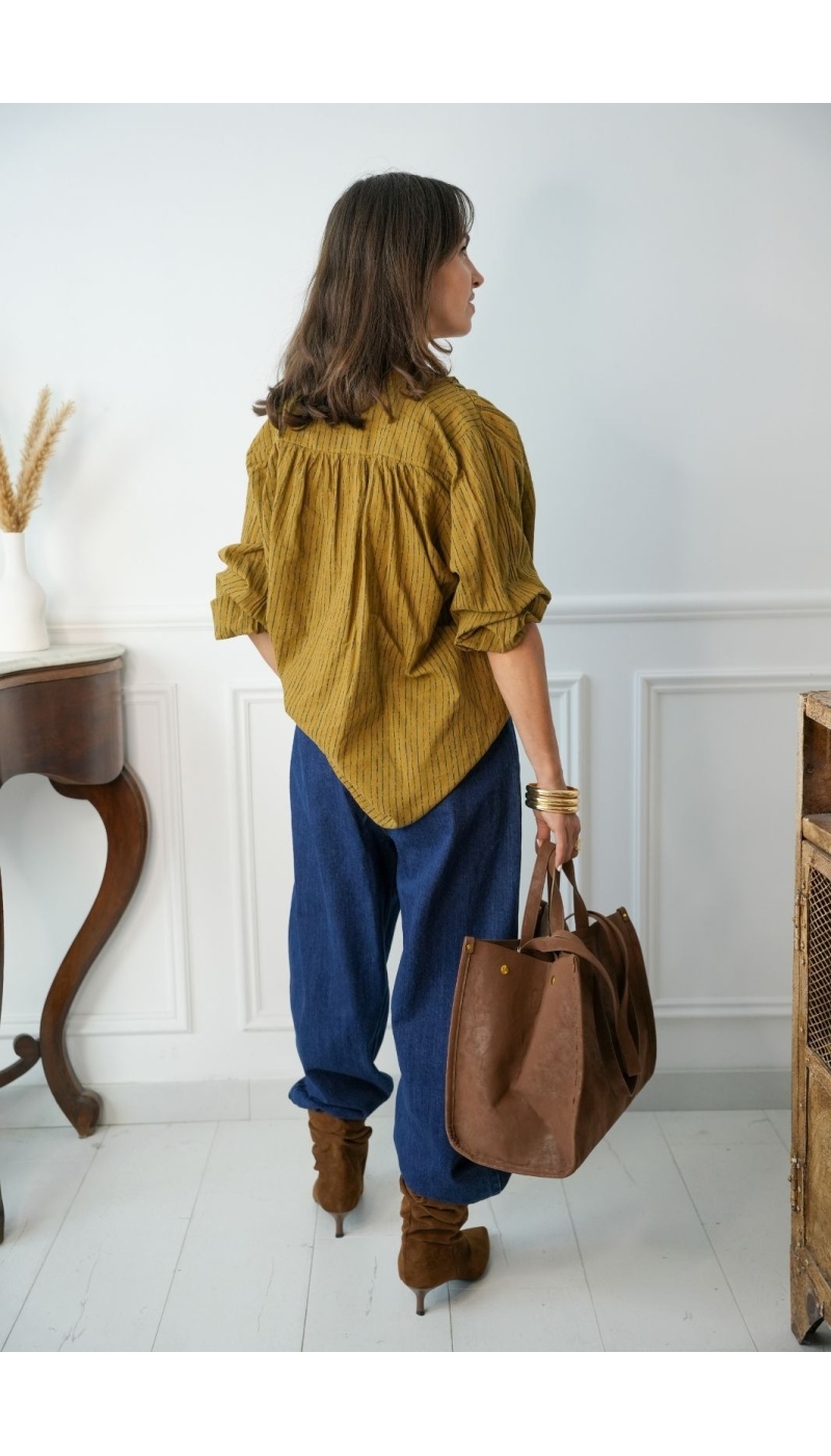 Blouse Rayée Ocre KAYLA Johanna - 3 | Accueil