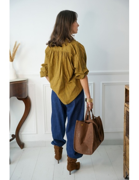 Blouse Rayée Ocre KAYLA Johanna - 3 | Accueil
