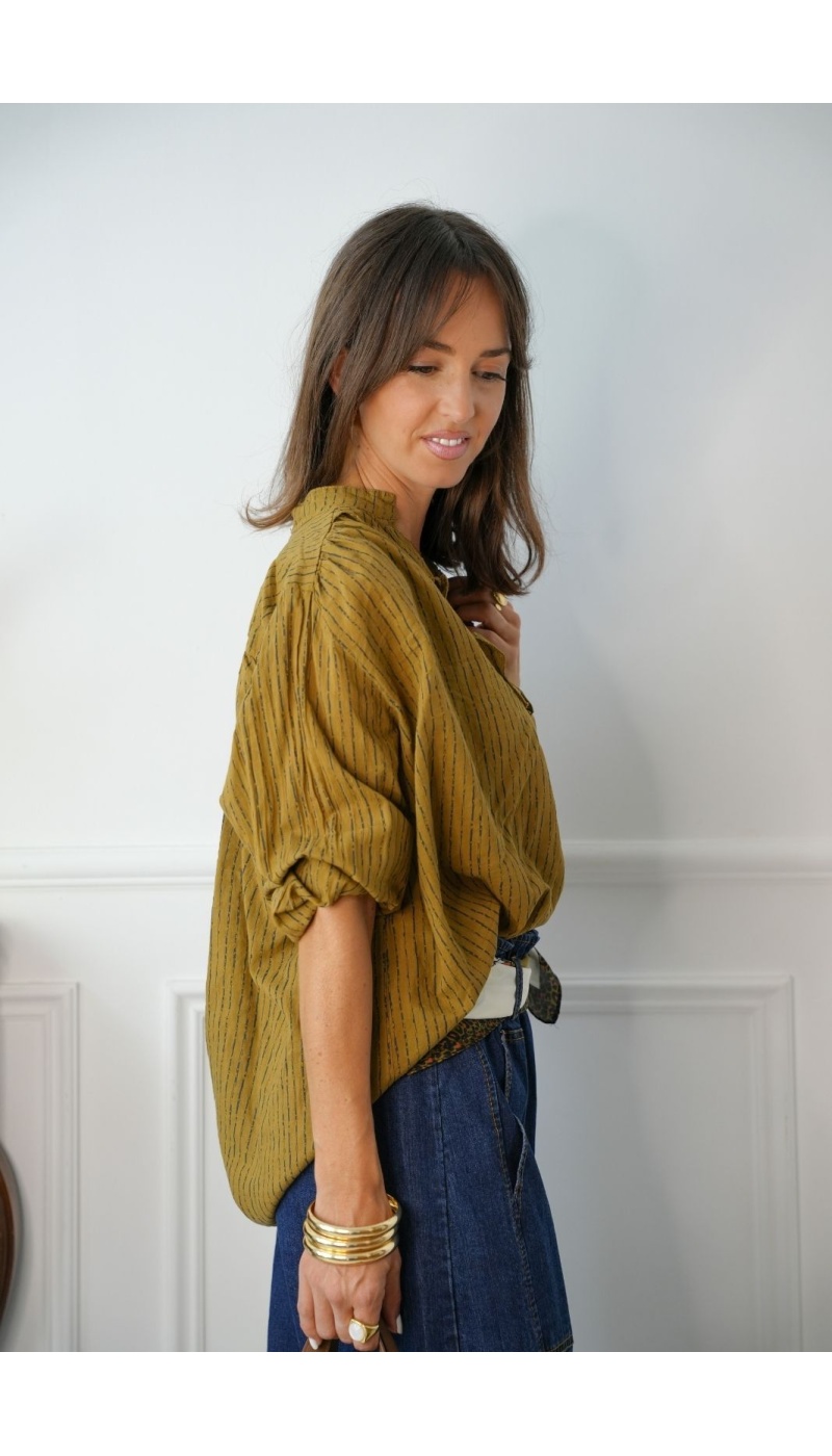 Blouse Rayée Ocre KAYLA Johanna - 4 | Accueil