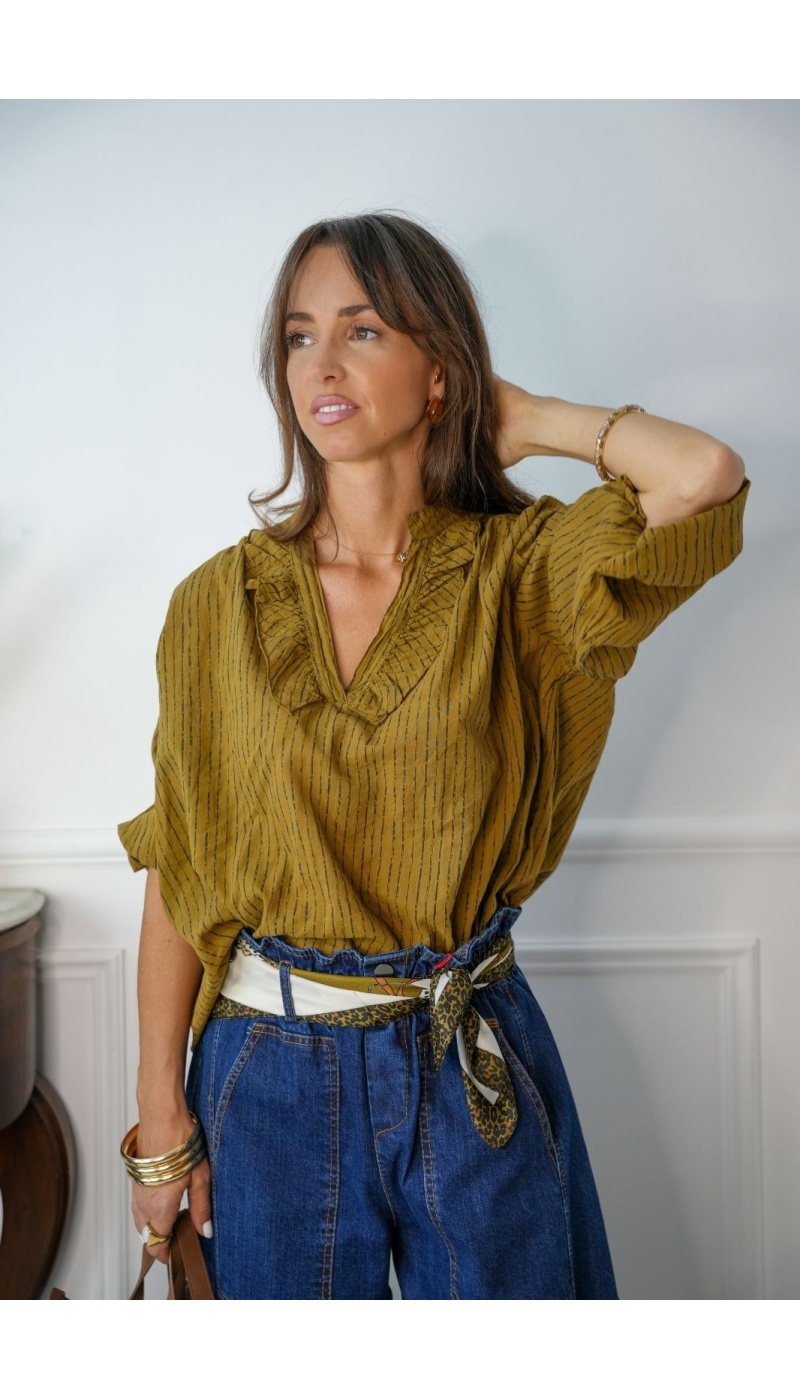 Blouse Rayée Ocre KAYLA Johanna - 5 | Accueil