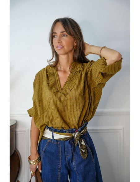 Blouse Rayée Ocre KAYLA Johanna - 5 | Accueil