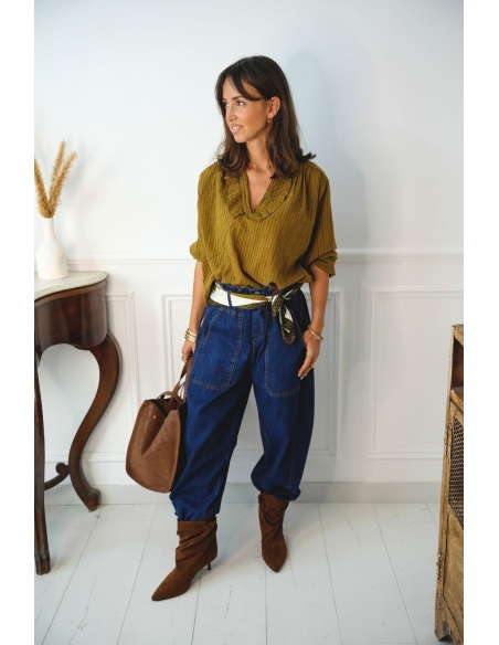 Blouse Rayée Ocre KAYLA Johanna - 6 | Accueil