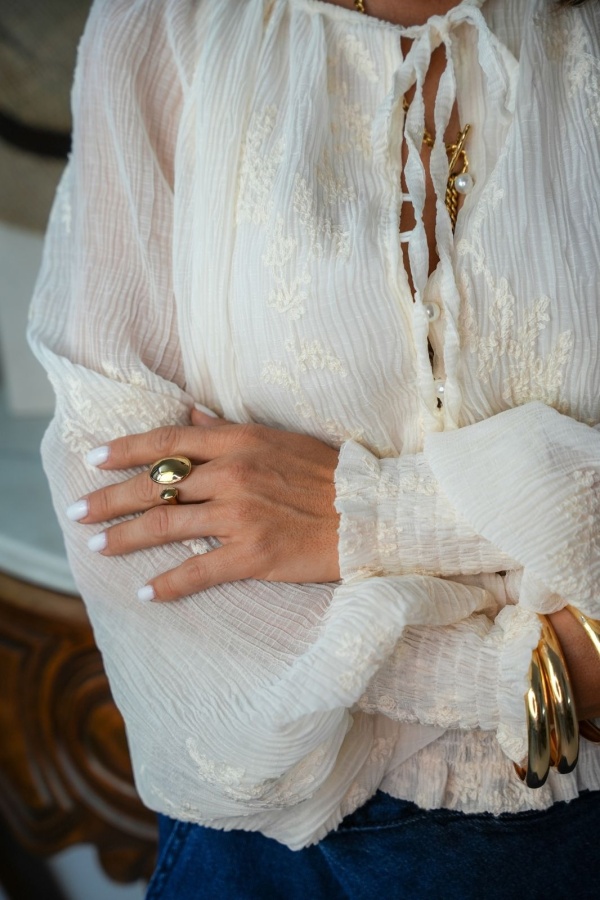 Blouse Brodée Ecru GRINDA Noho - 1 | Accueil 2