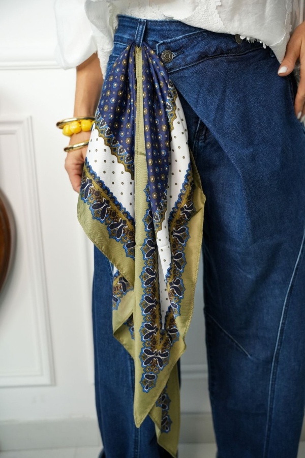 Foulard Imprimé Bandana Marine ANZIO Noho - 1 | Accueil