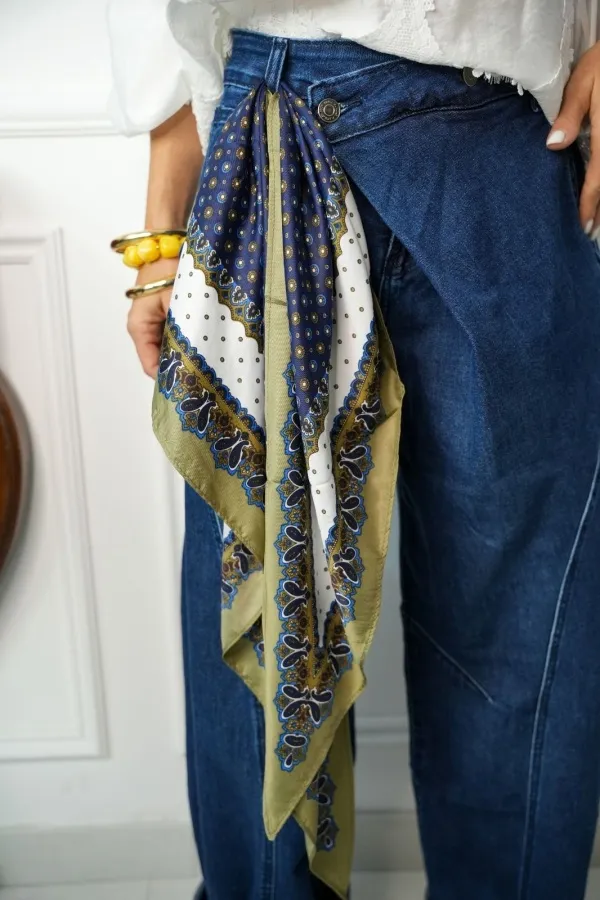 Foulard Imprimé Bandana Marine ANZIO Noho - 1 | Accueil