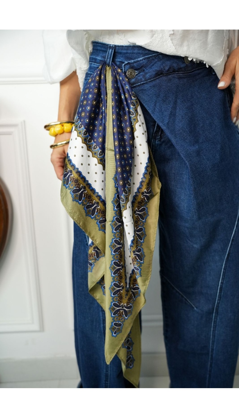 Foulard Imprimé Bandana Marine ANZIO Noho - 1 | Accueil