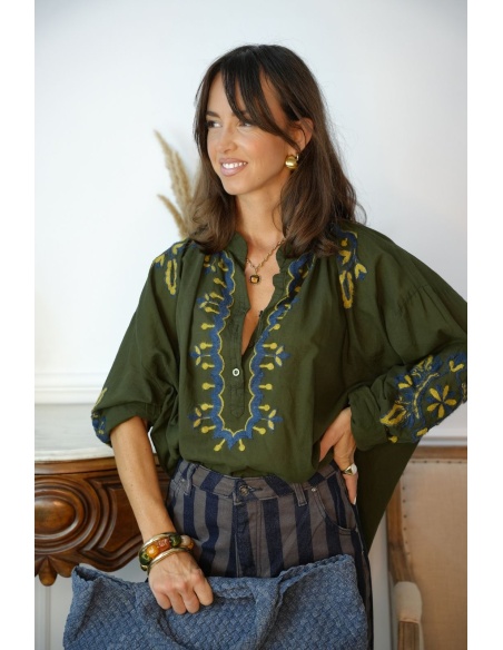 Blouse Kaki Brodée Johanna LINA Johanna - 1 | Welcome
