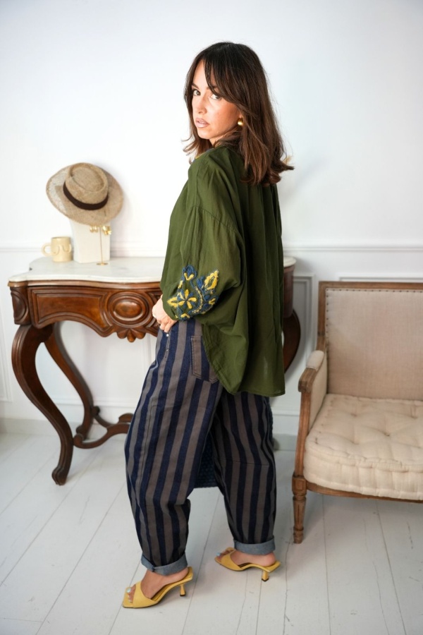 Blouse Kaki Brodée Johanna LINA Johanna - 1 | Accueil 2