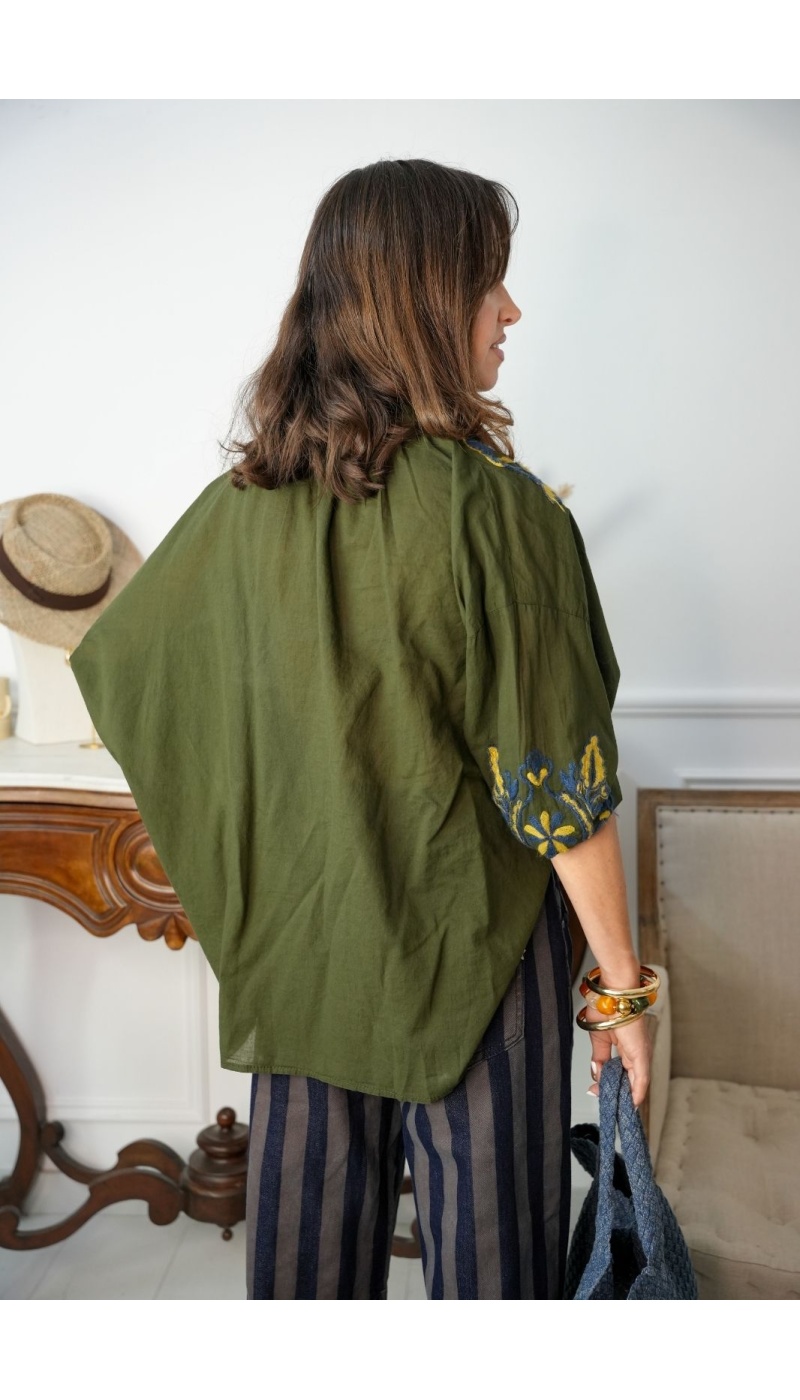 Blouse Kaki Brodée Johanna LINA Johanna - 3 | Welcome