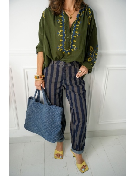 Blouse Kaki Brodée Johanna LINA Johanna - 4 | Welcome