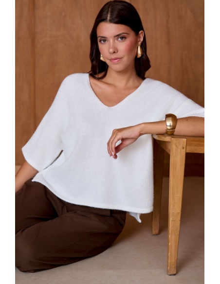 Pull Chiné Blanc NATACHA Noho - 1 | Accueil