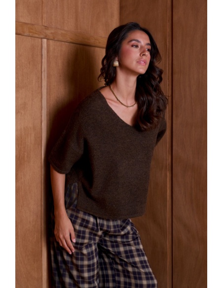 Pull Chiné Choco NATACHA Noho - 1 | Accueil