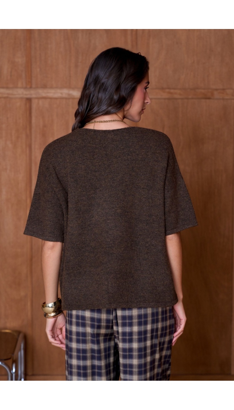 Pull Chiné Choco NATACHA Noho - 2 | Accueil